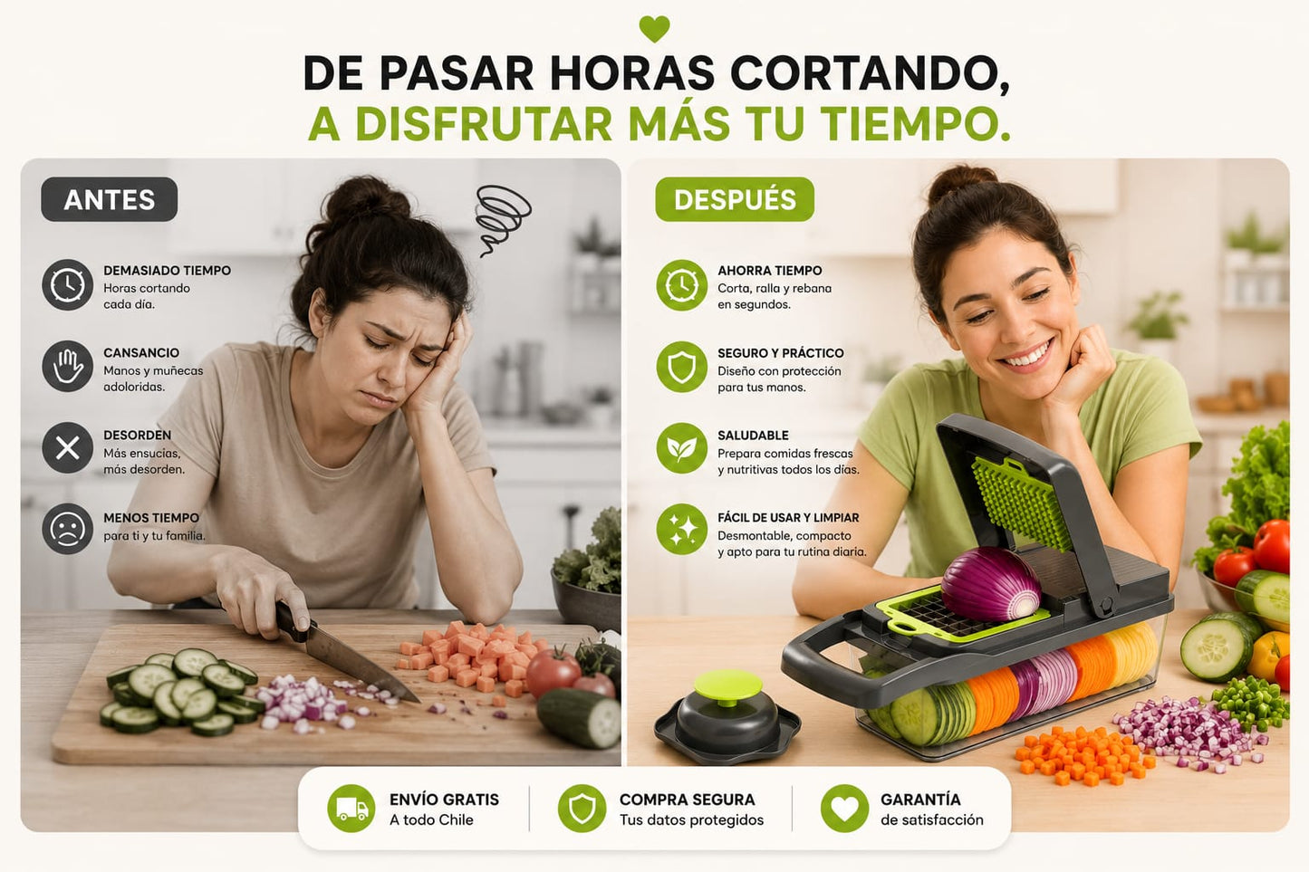 Picador Multifuncional 12 en 1 - Corta, Ralla y Rebana en segundos 🥗