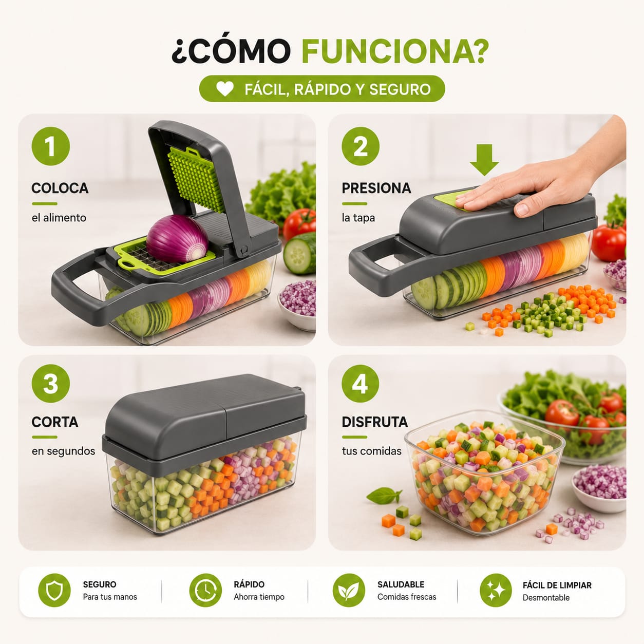 Picador Multifuncional 12 en 1 - Corta, Ralla y Rebana en segundos 🥗