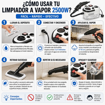 Limpiador A Vapor Presion 2500w Portatil